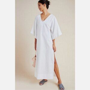 NWOT Mara Hoffman Paola White V Neck Caftan Maxi Cover Up Dress